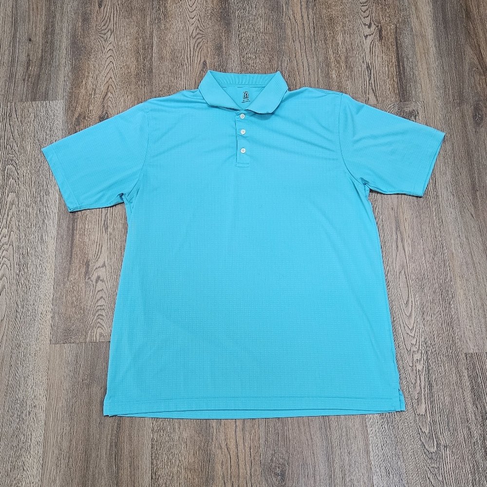 PGA Tour Golf Polo Mens XL Shirt Mens textured performance sports wear blue
